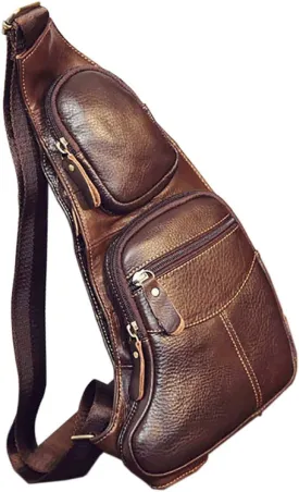 KPYWZER Vintage Leather Sling Bag Backpack for Men Crossbody Shoulder Chest DayPack Backpacks