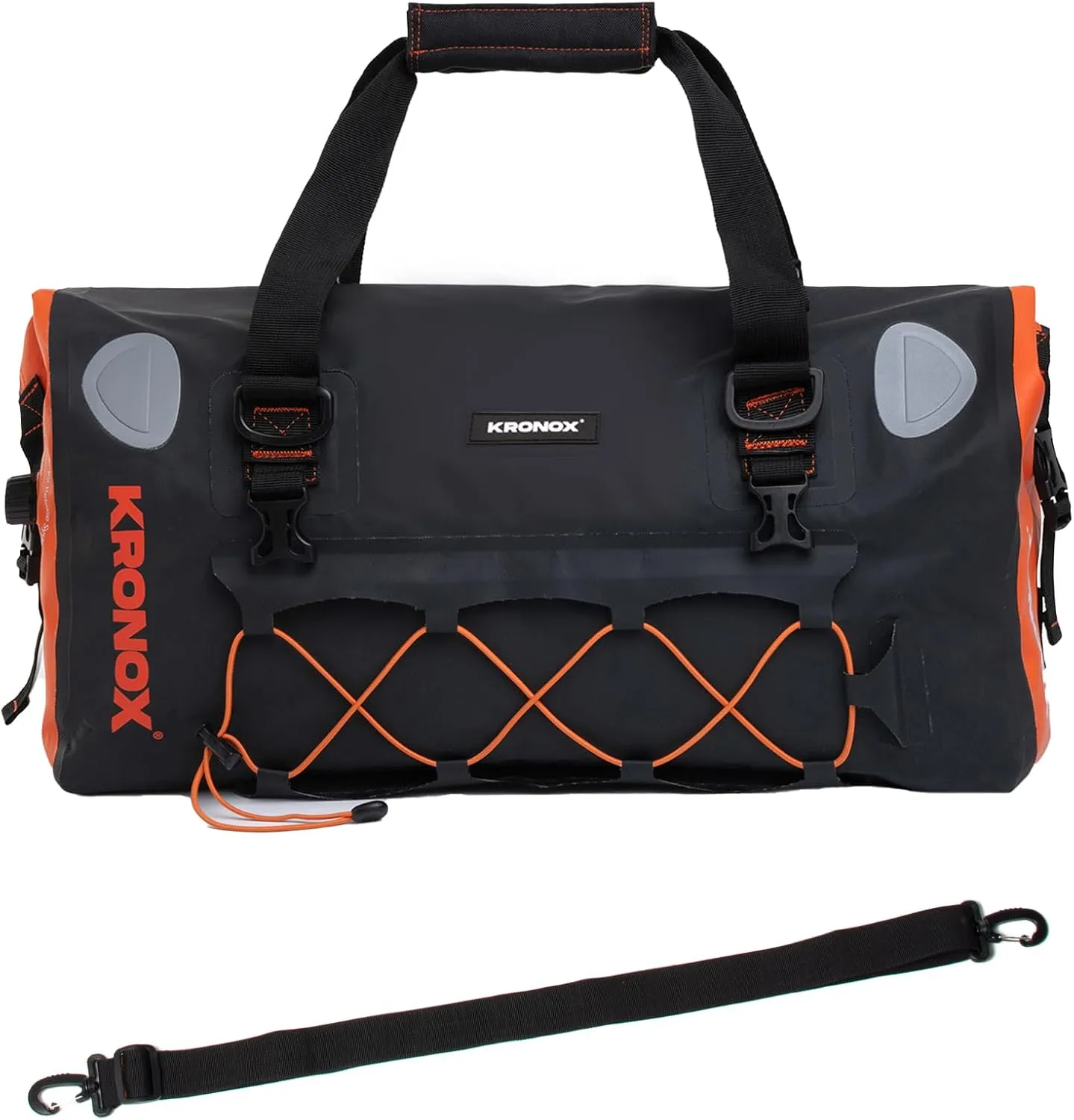 KRONOX Motorcycle Dry Bag, 25L Black Duffle - Waterproof Duffel Bag for Travel, Adventure or Dirt Bike Gear. Saddle and Back Seat Motorcycle Luggage.