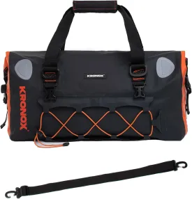 KRONOX Motorcycle Dry Bag, 25L Black Duffle - Waterproof Duffel Bag for Travel, Adventure or Dirt Bike Gear. Saddle and Back Seat Motorcycle Luggage.