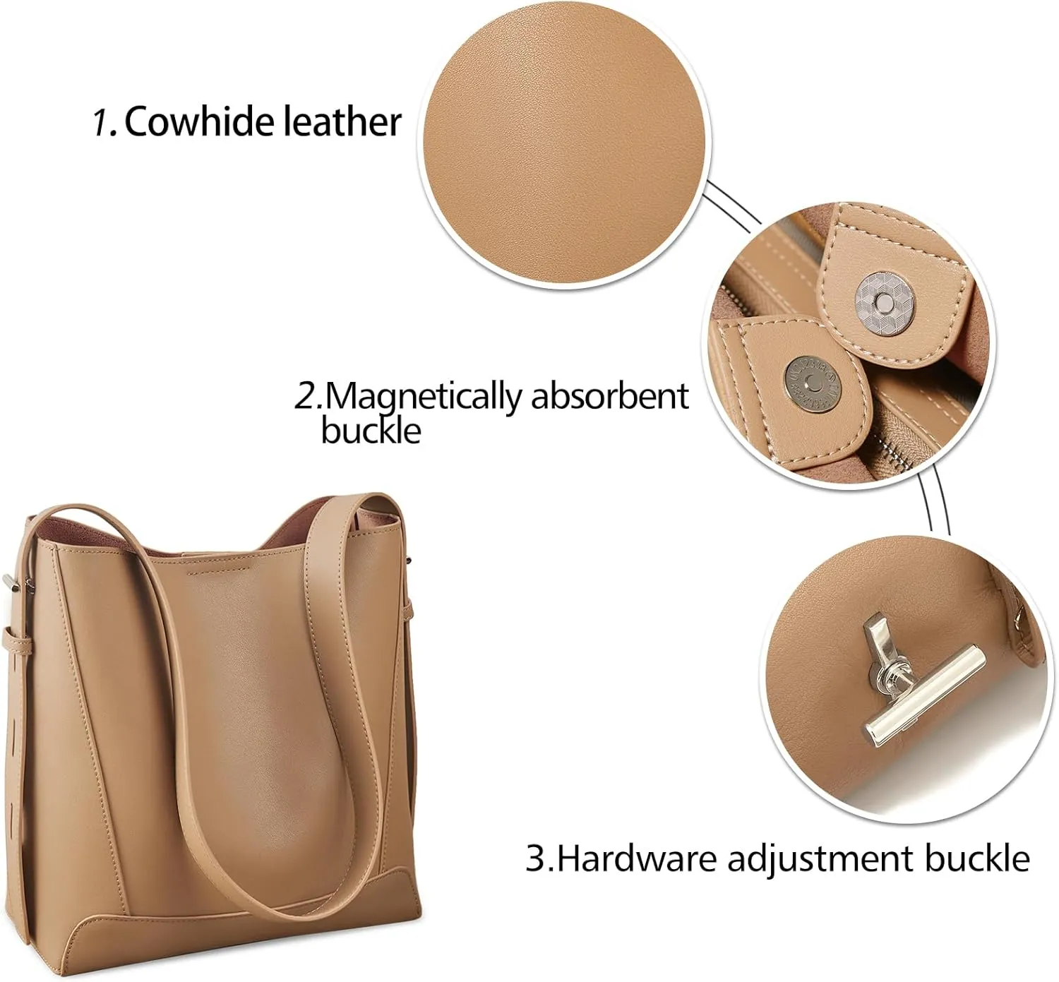 LAORENTOU Cowhide Leather Women Crossbody Bag Purse Tote Style Handbags Trendy for Ladies