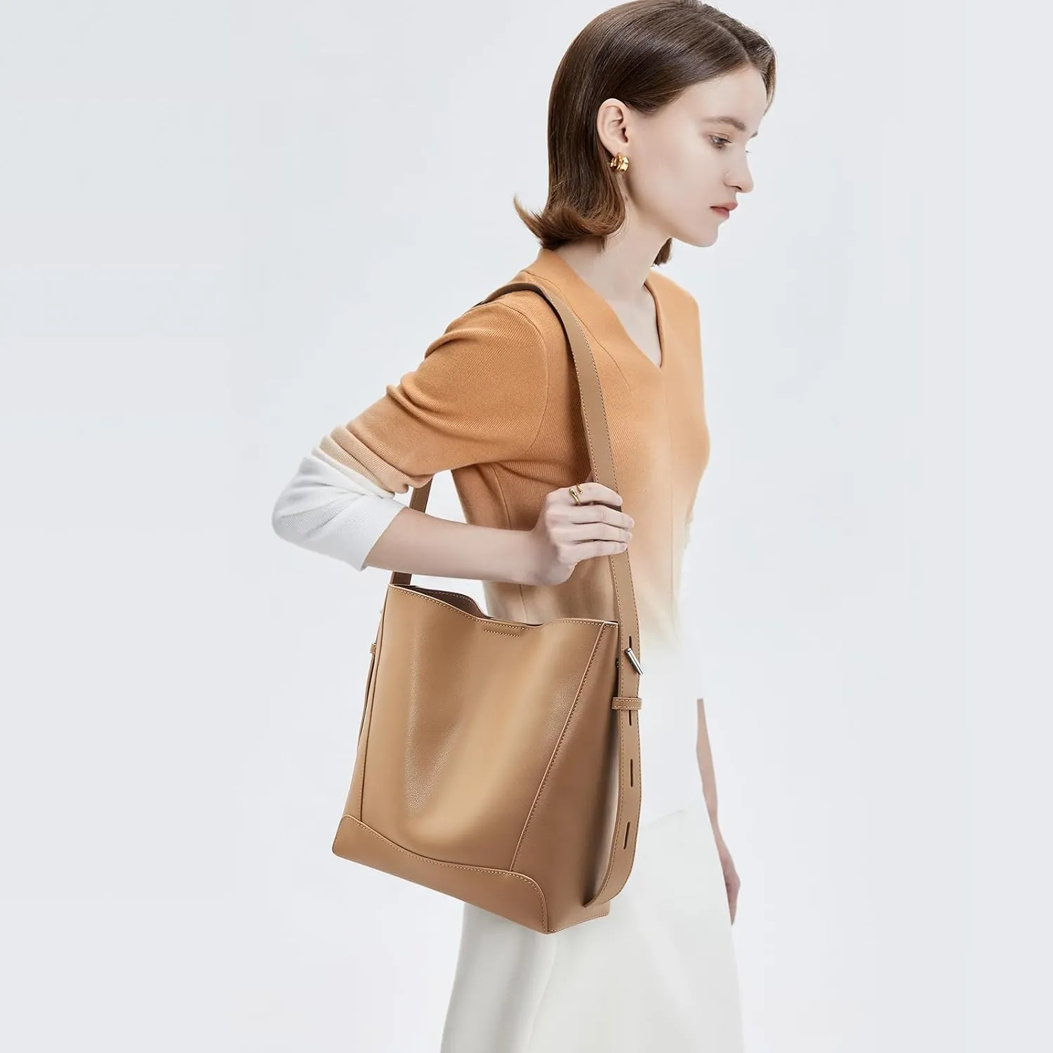 LAORENTOU Cowhide Leather Women Crossbody Bag Purse Tote Style Handbags Trendy for Ladies