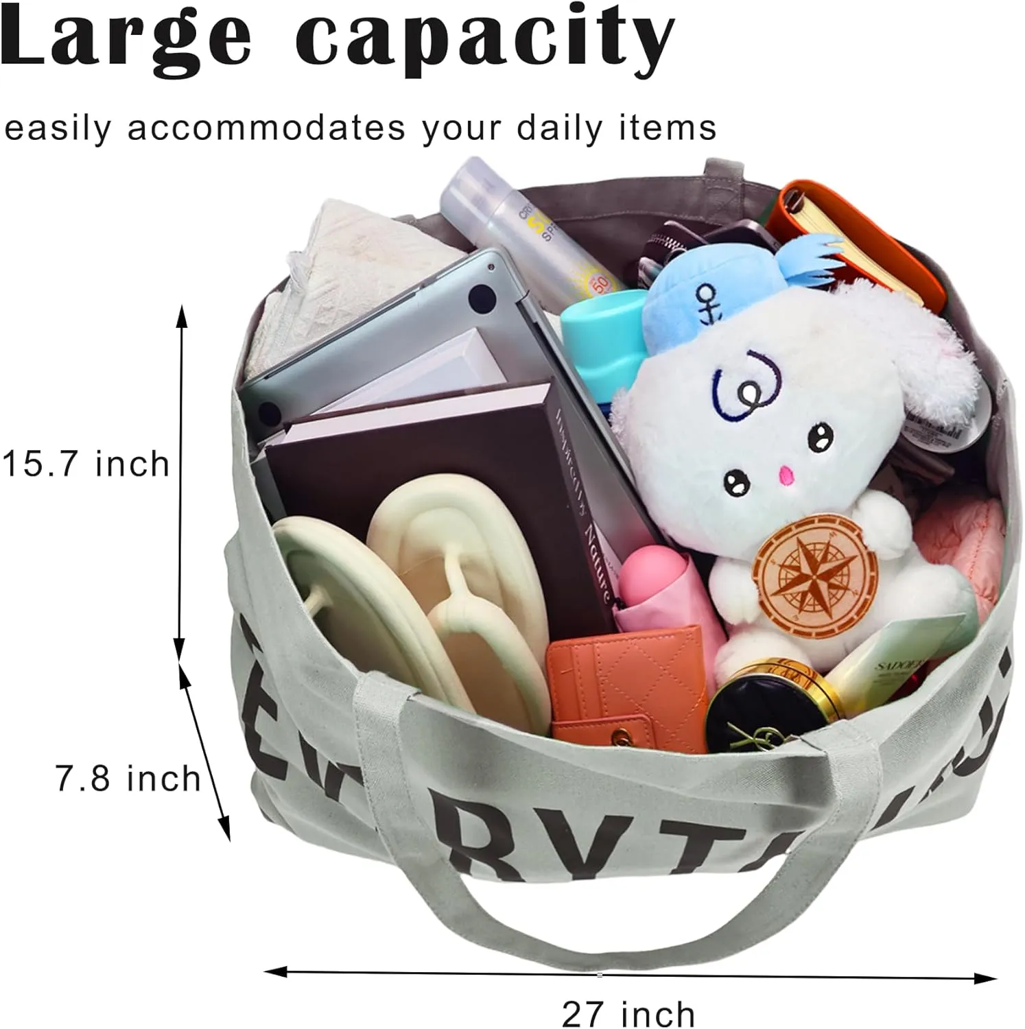 Large Canvas Tote Bag Reusable Grocery Bags Shopping Bags for Women Foldable Extra Large Everything Bag