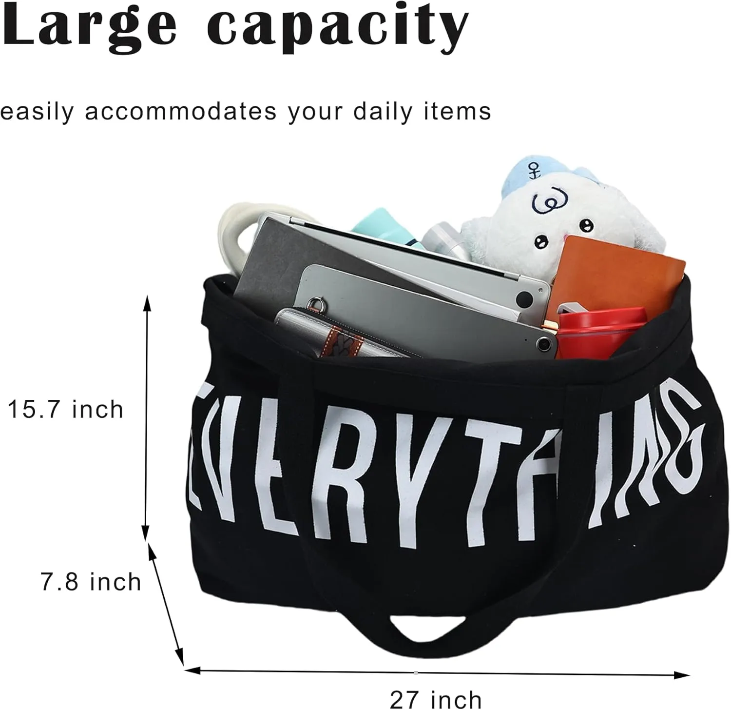 Large Canvas Tote Bag Reusable Grocery Bags Shopping Bags for Women Foldable Extra Large Everything Bag