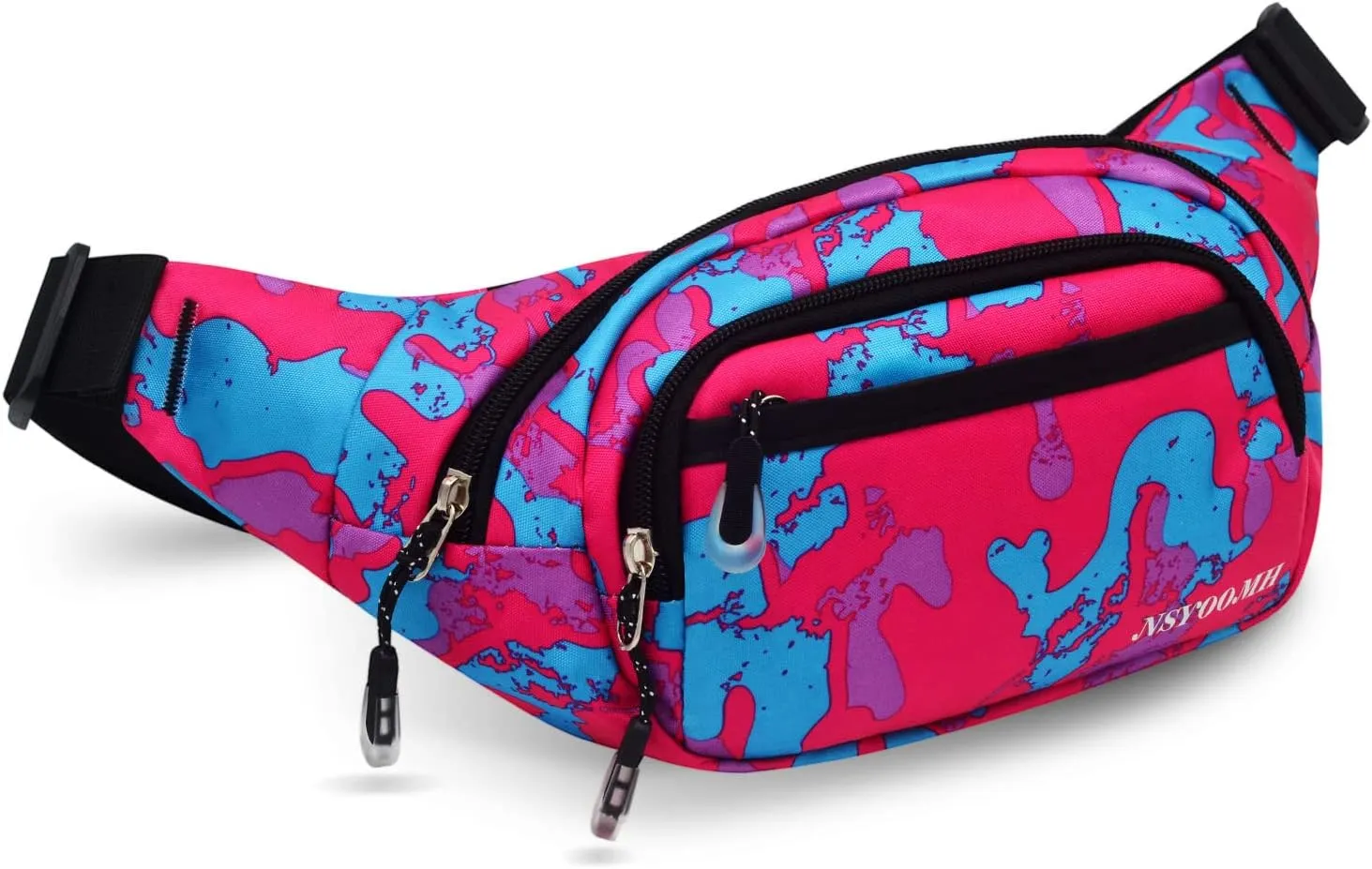 Large Fanny Packs for Women, 5-Zipper Pockets Water Resistant Practical Waist Bag, for Outdoor Running Cycling Sports Travel Hiking Camping Fishing Fashionable Camo Belt Bags
