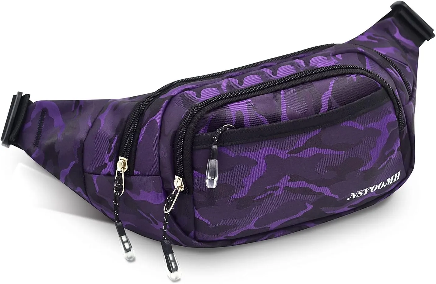 Large Fanny Packs for Women, 5-Zipper Pockets Water Resistant Practical Waist Bag, for Outdoor Running Cycling Sports Travel Hiking Camping Fishing Fashionable Camo Belt Bags