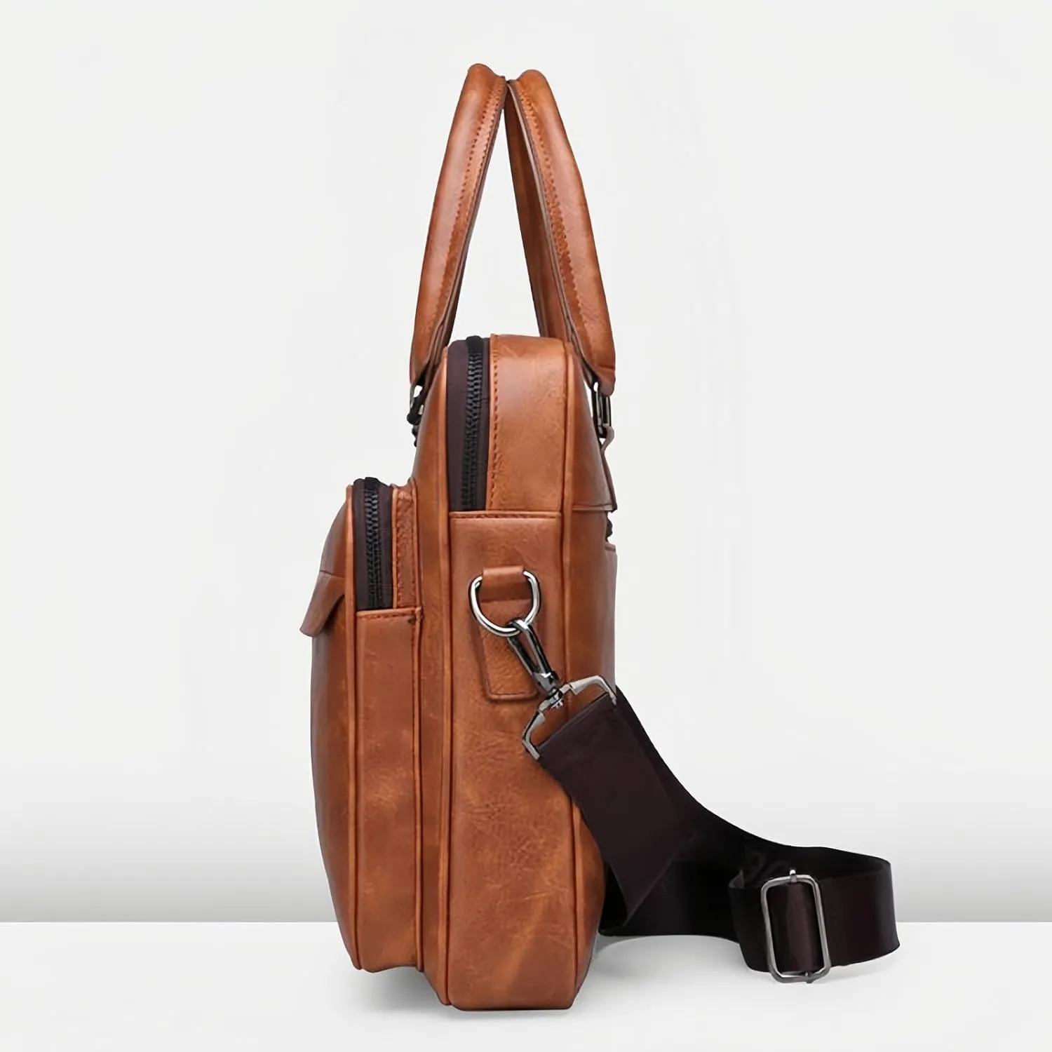 leather Laptop Bag for Men 16.1 inch,Premium Laptop Briefcase Fits,onvertible Computer Handbags Shoulder Crossbody Bag