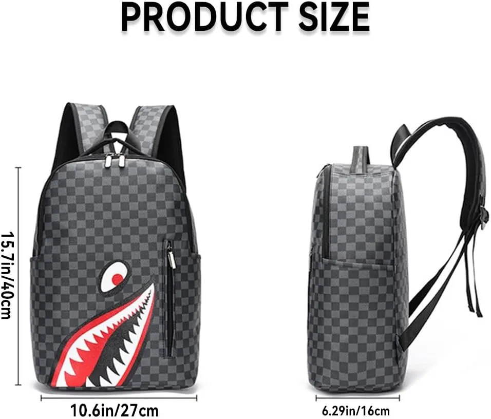 Leisure Shark Backpack Business Large Capacity Men's Campus Outward Travel Bag (B3,Large)
