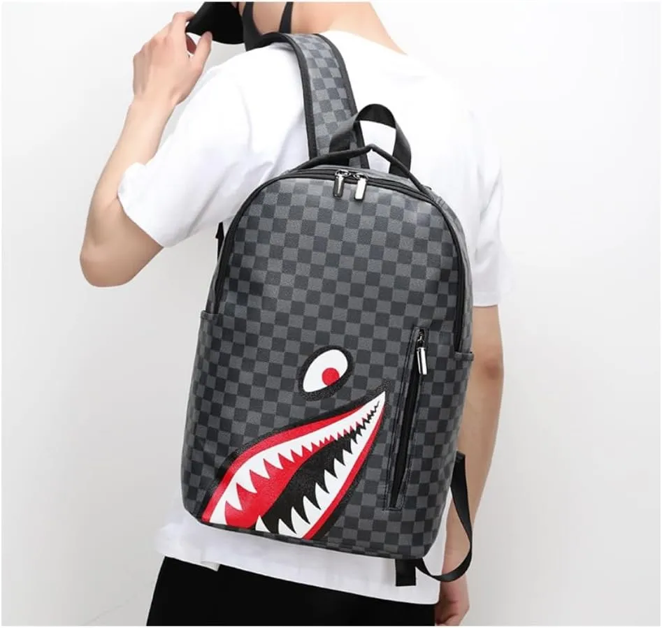 Leisure Shark Backpack Business Large Capacity Men's Campus Outward Travel Bag (B3,Large)