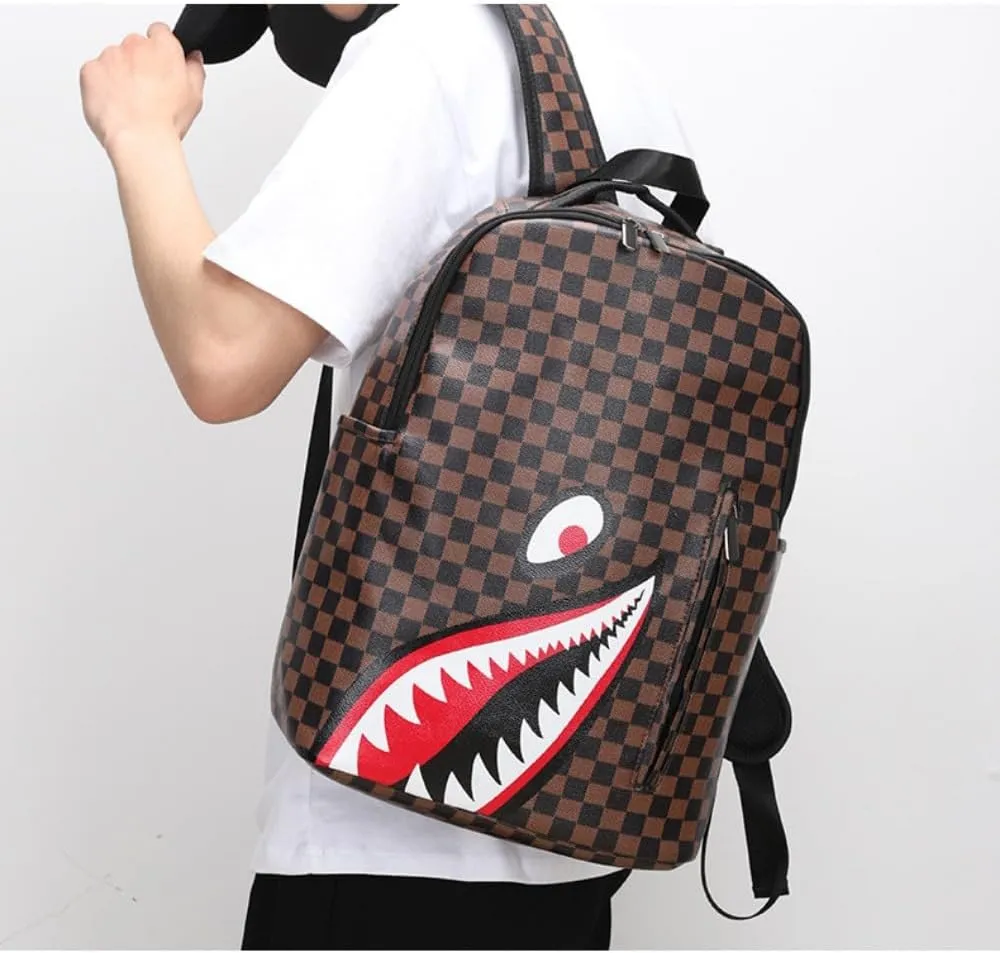 Leisure Shark Backpack Business Large Capacity Men's Campus Outward Travel Bag (B3,Large)