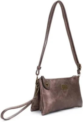 Liz Soto Ella Womens Crossbody Purse and Wristlet - PU Leather Wallet and Over the Shoulder Bags with Wrist Strap