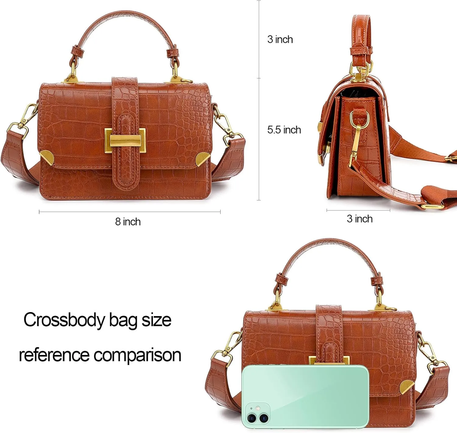 LL LOPPOP Women's Small Classy Crossbody Purse Top Handle Handbags Leather Satchel Bags for Women