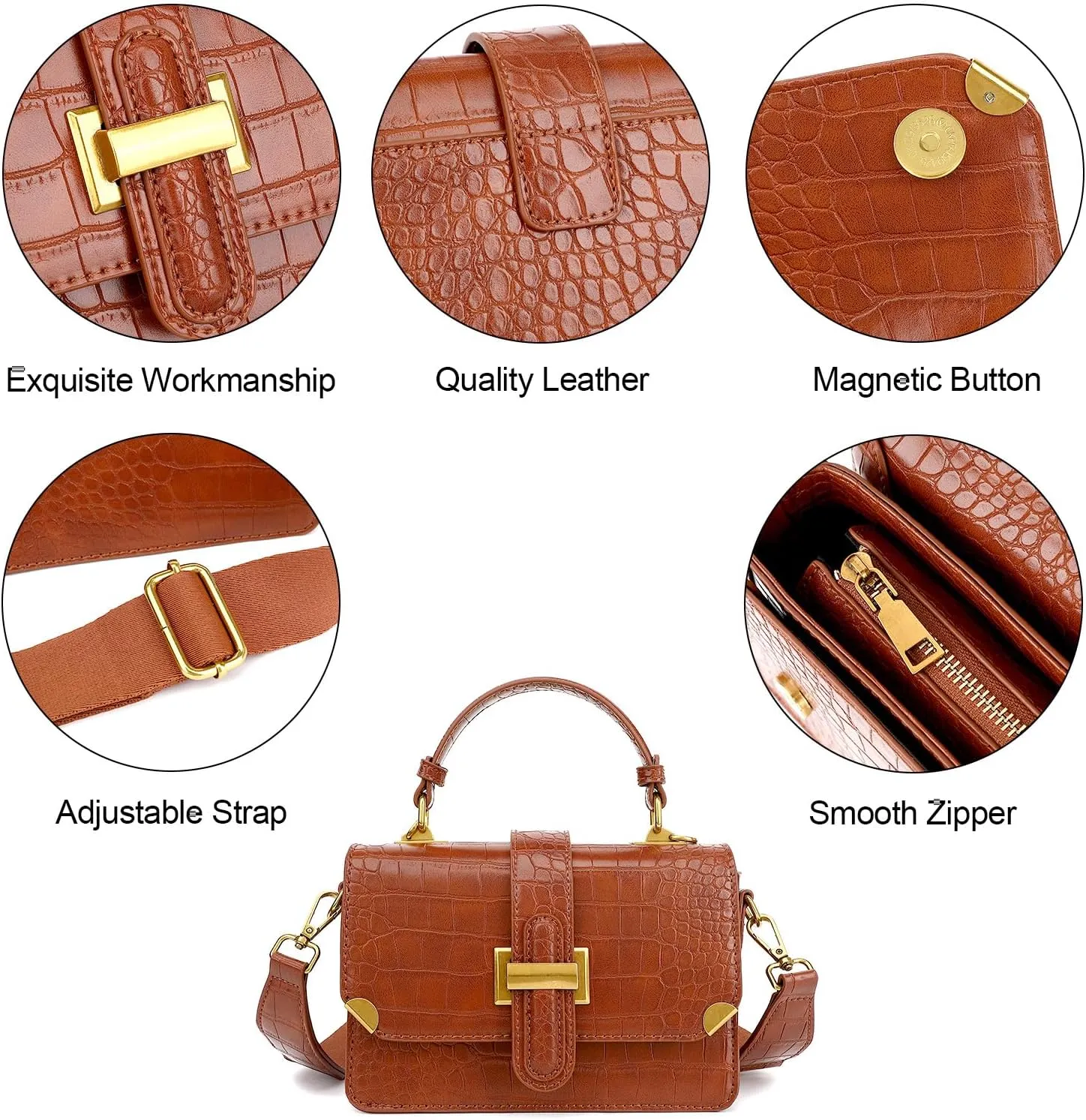 LL LOPPOP Women's Small Classy Crossbody Purse Top Handle Handbags Leather Satchel Bags for Women