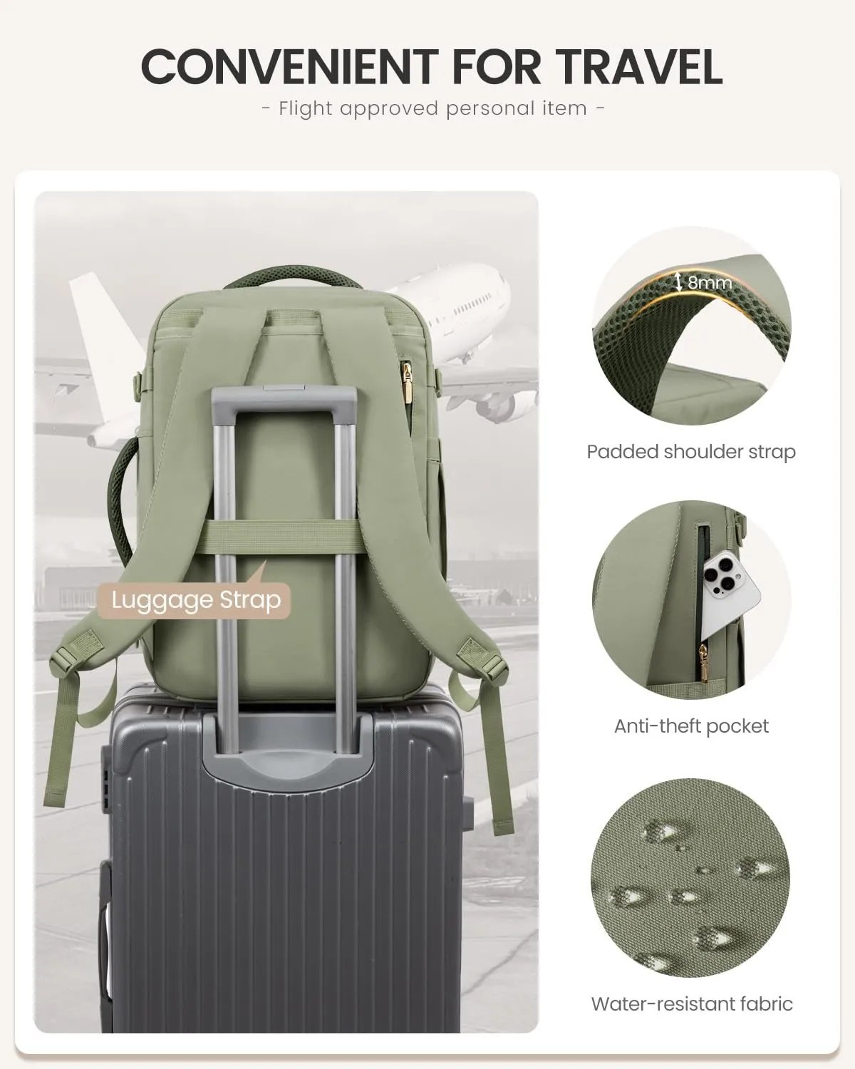 LOVEVOOK 40L Travel Backpack for Women Men, Large Carry on Backpack for Airplanes TSA Personal Item Travel Bag fits 15.6" Laptop, Waterproof Weekender Essentials Airline Approved with 2 Packing Cubes