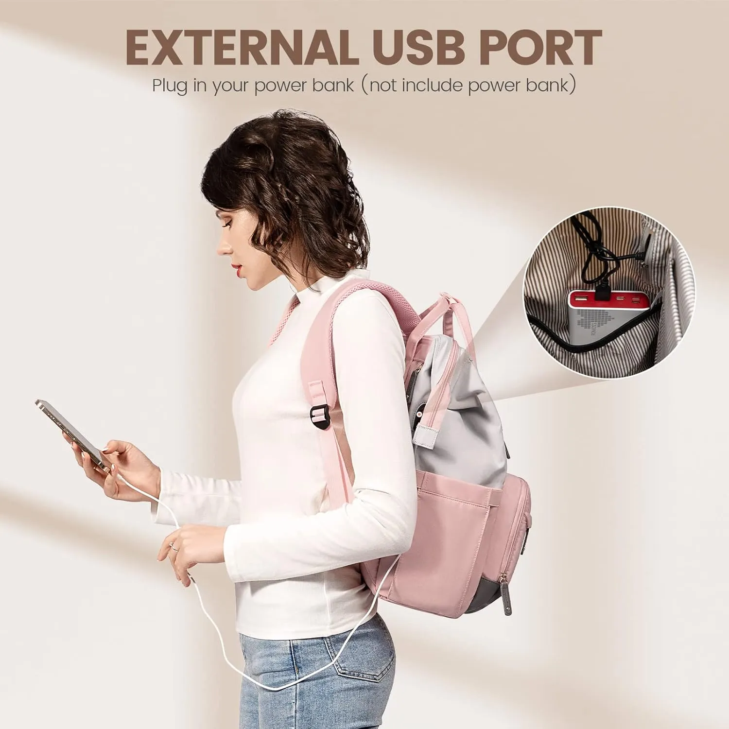 LOVEVOOK Laptop Backpack for Women, 17 Inch Work Business Backpacks Purse with USB Port, Large Capacity Nurse Bag College Bookbag for School, Waterproof Casual Daypack for Travel
