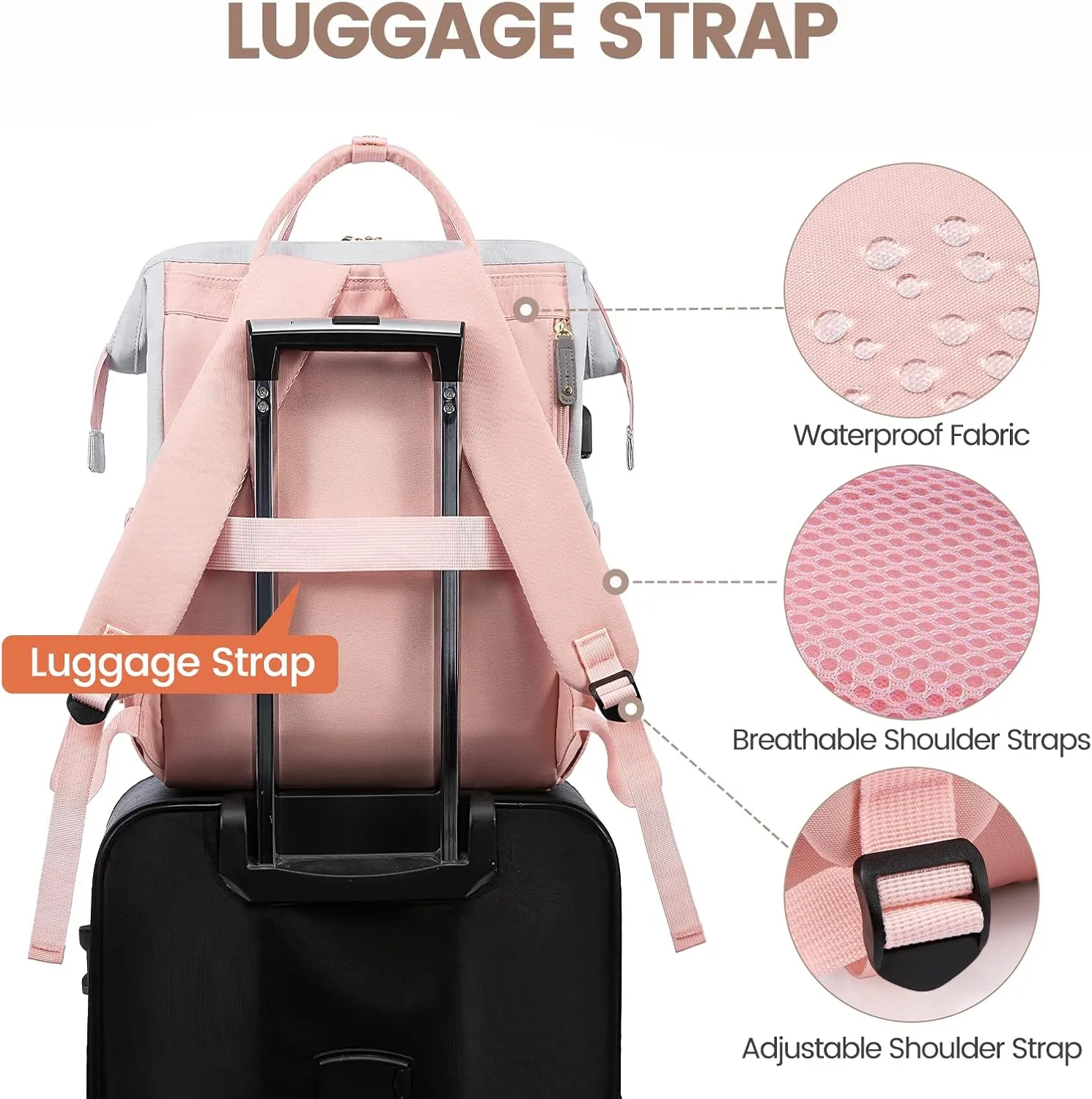LOVEVOOK Laptop Backpack for Women, 17 Inch Work Business Backpacks Purse with USB Port, Large Capacity Nurse Bag College Bookbag for School, Waterproof Casual Daypack for Travel