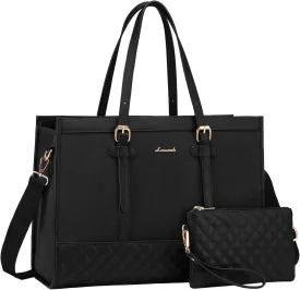 LOVEVOOK Laptop Bag for Women 15.6 inch Canvas Laptop Tote Bag, Large Capacity Work Bag with Clutch Purse, Computer Bag Office Business Briefcase, Casual Handbag for Travel College Teacher School