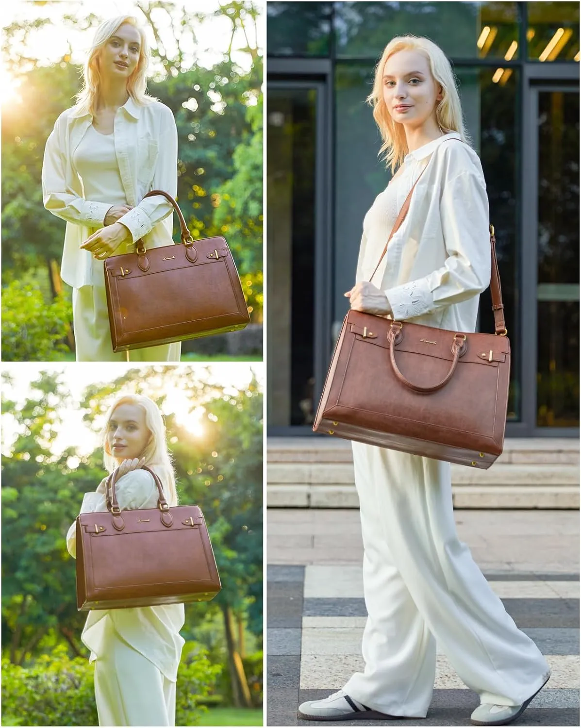 LOVEVOOK Laptop Bag for Women, 15.6 Inch Large PU Leather Tote Bag, Professional Teacher Work Bag, Waterproof Business Computer Briefcase, Shoulder Tote Purse for Office
