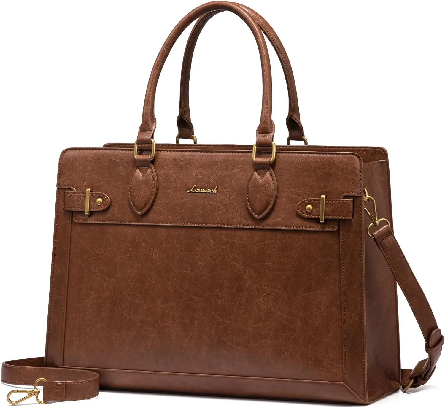 LOVEVOOK Laptop Bag for Women, 15.6 Inch Large PU Leather Tote Bag, Professional Teacher Work Bag, Waterproof Business Computer Briefcase, Shoulder Tote Purse for Office