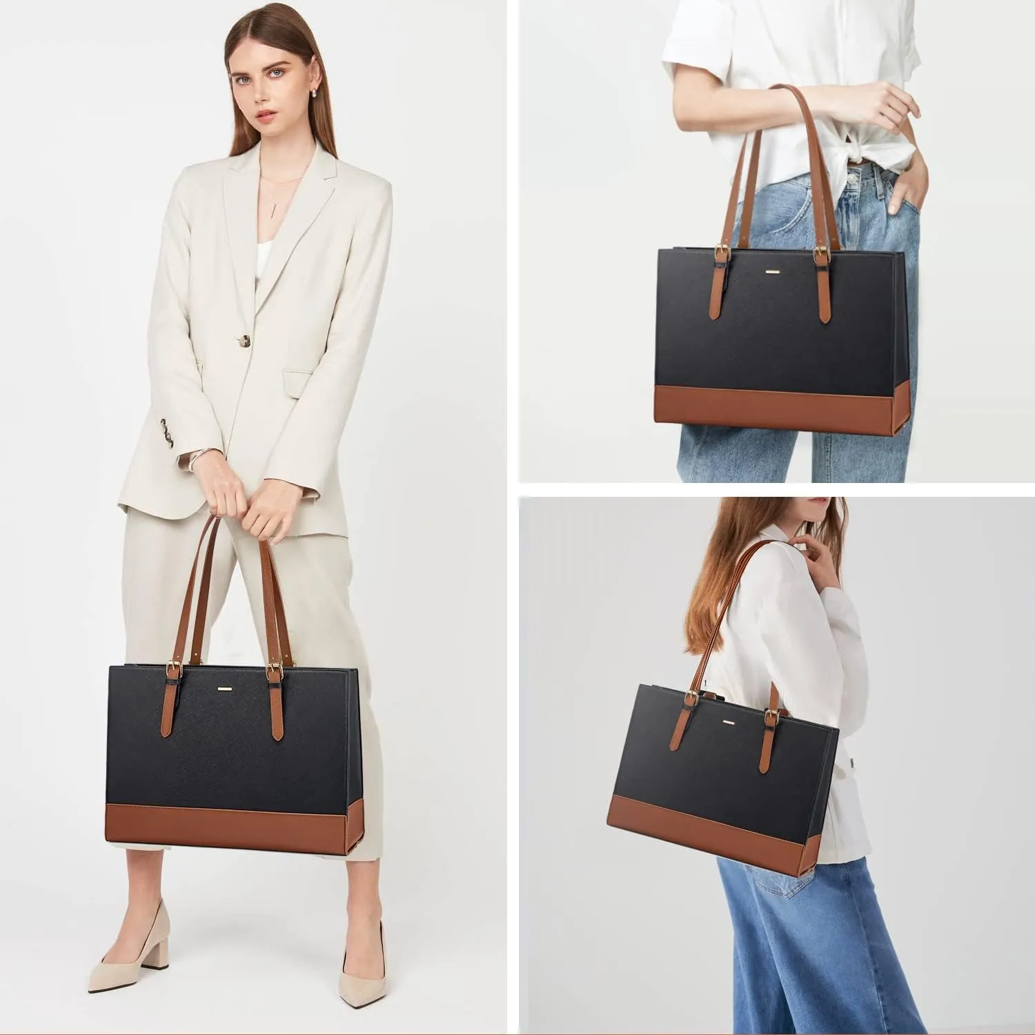 LOVEVOOK Laptop Tote for Women, Fashion Computer Bag 15.6 Inch Large Handbag, Shoulder Bag Purse for Business Work