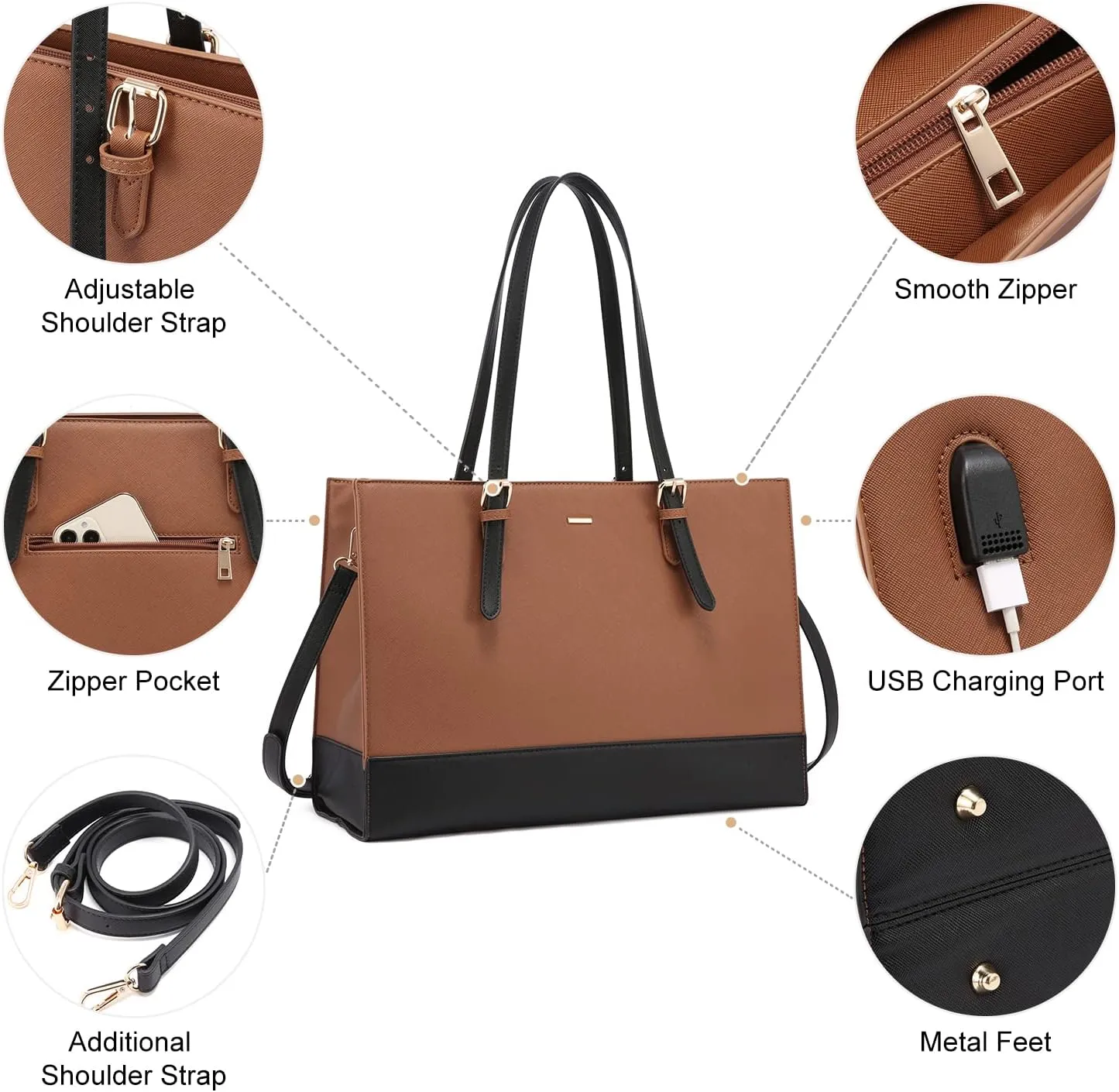 LOVEVOOK Laptop Tote for Women, Fashion Computer Bag 15.6 Inch Large Handbag, Shoulder Bag Purse for Business Work