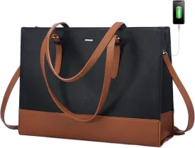 LOVEVOOK Laptop Tote for Women, Fashion Computer Bag 15.6 Inch Large Handbag, Shoulder Bag Purse for Business Work