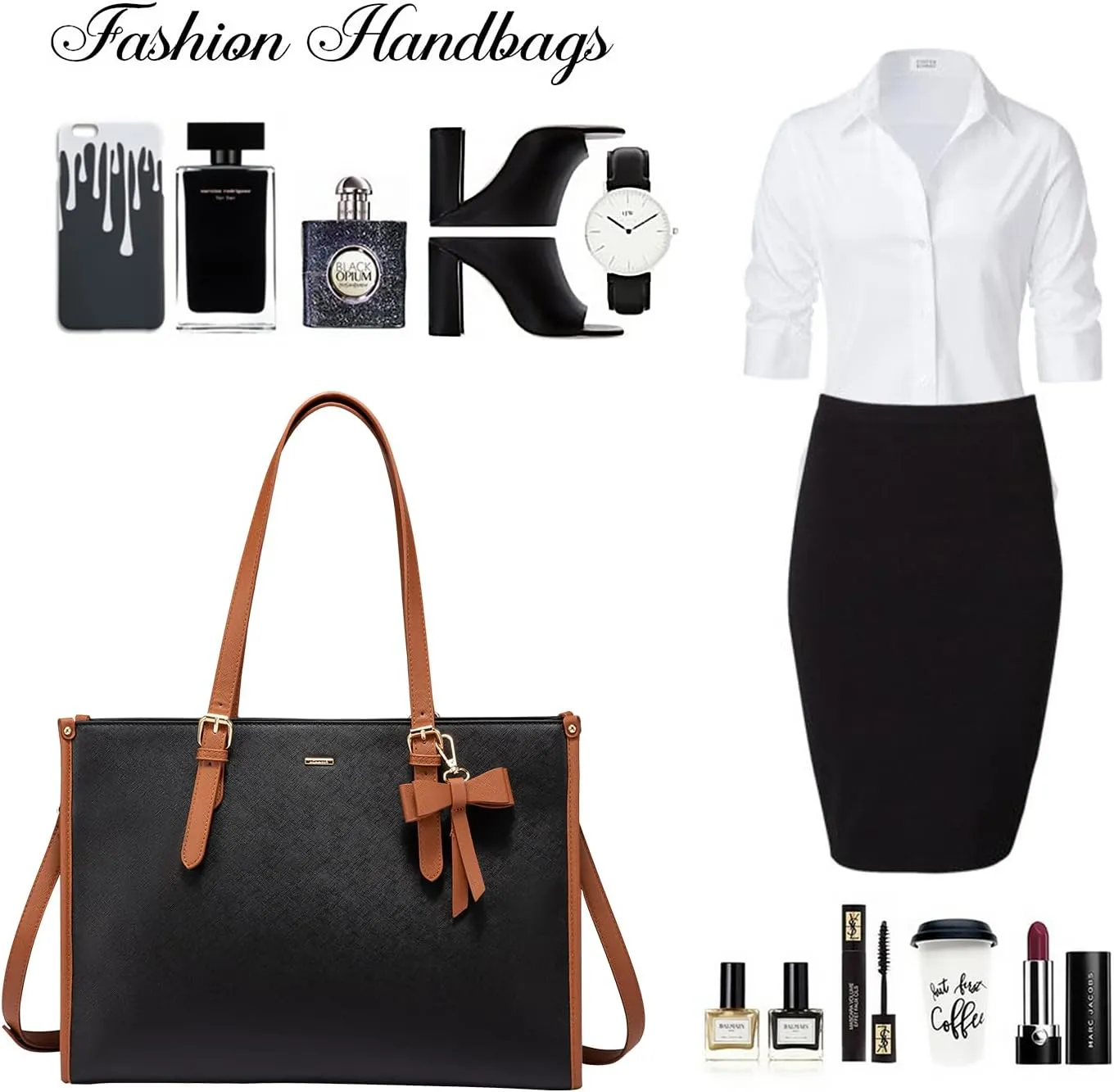 LOVEVOOK Laptop Tote for Women, Fashion Computer Bag 15.6 Inch Large Handbag, Shoulder Bag Purse for Business Work