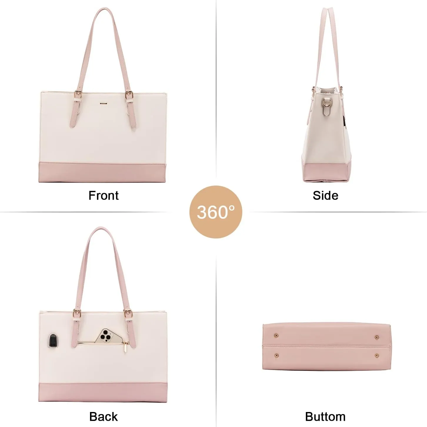 LOVEVOOK Laptop Tote for Women, Fashion Computer Bag 15.6 Inch Large Handbag, Shoulder Bag Purse for Business Work