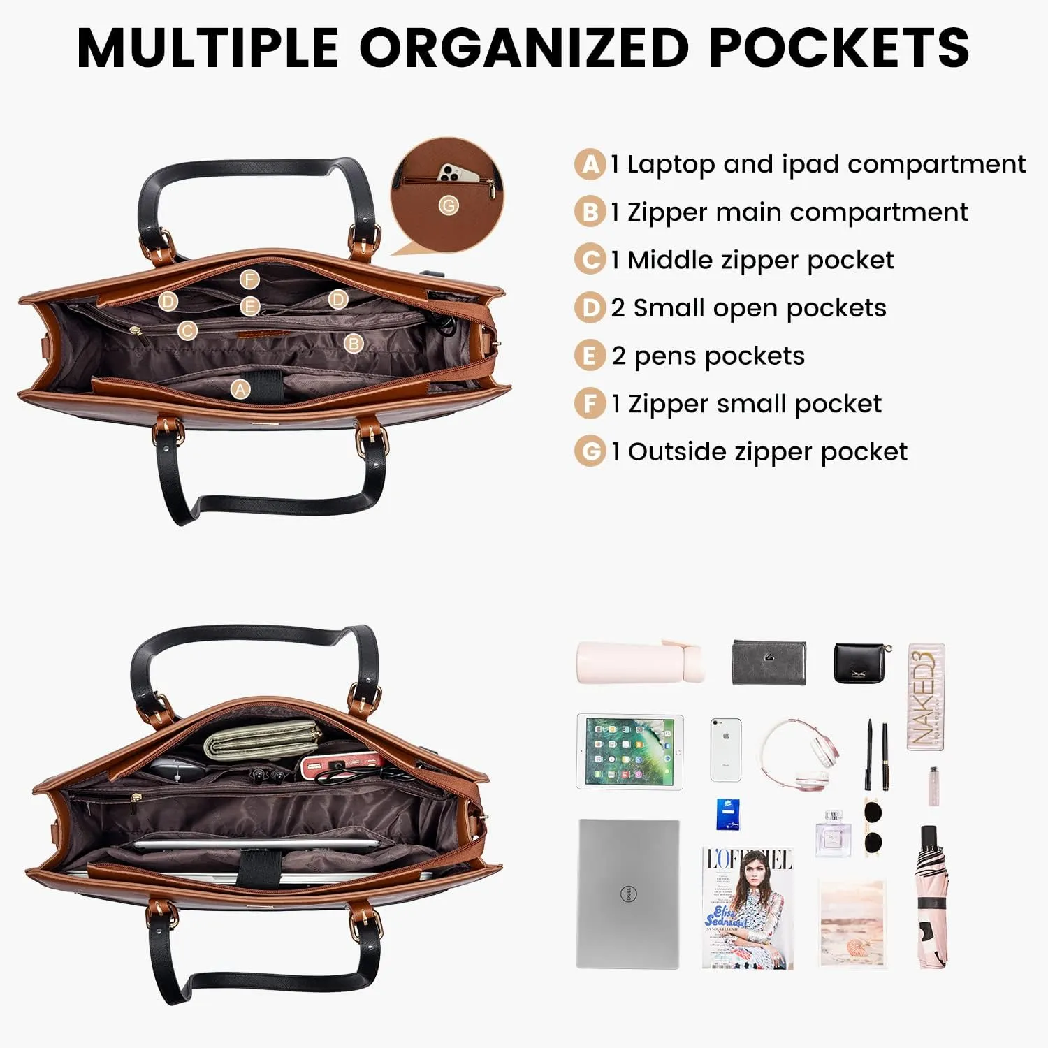 LOVEVOOK Laptop Tote for Women, Fashion Computer Bag 15.6 Inch Large Handbag, Shoulder Bag Purse for Business Work