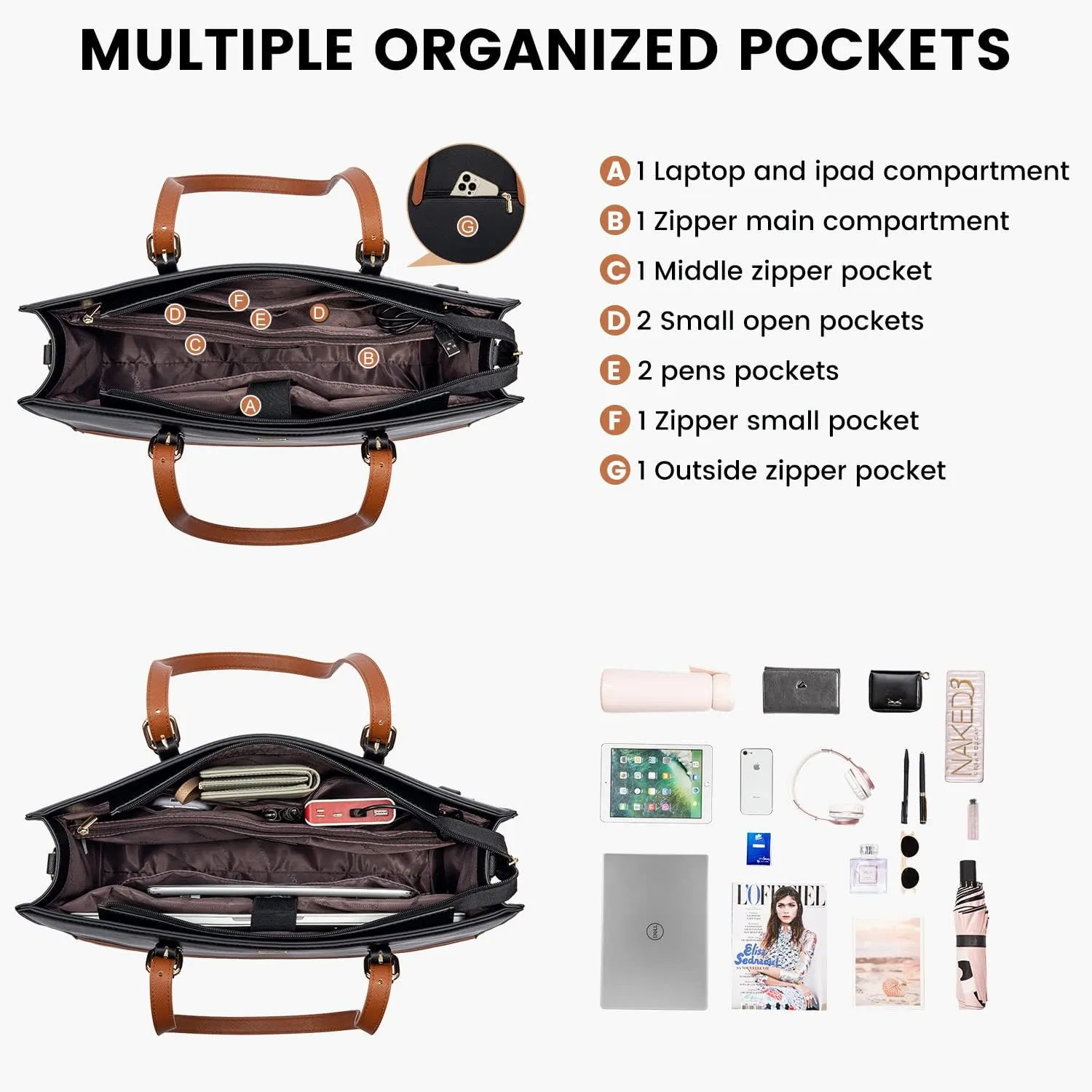 LOVEVOOK Laptop Tote for Women, Fashion Computer Bag 15.6 Inch Large Handbag, Shoulder Bag Purse for Business Work