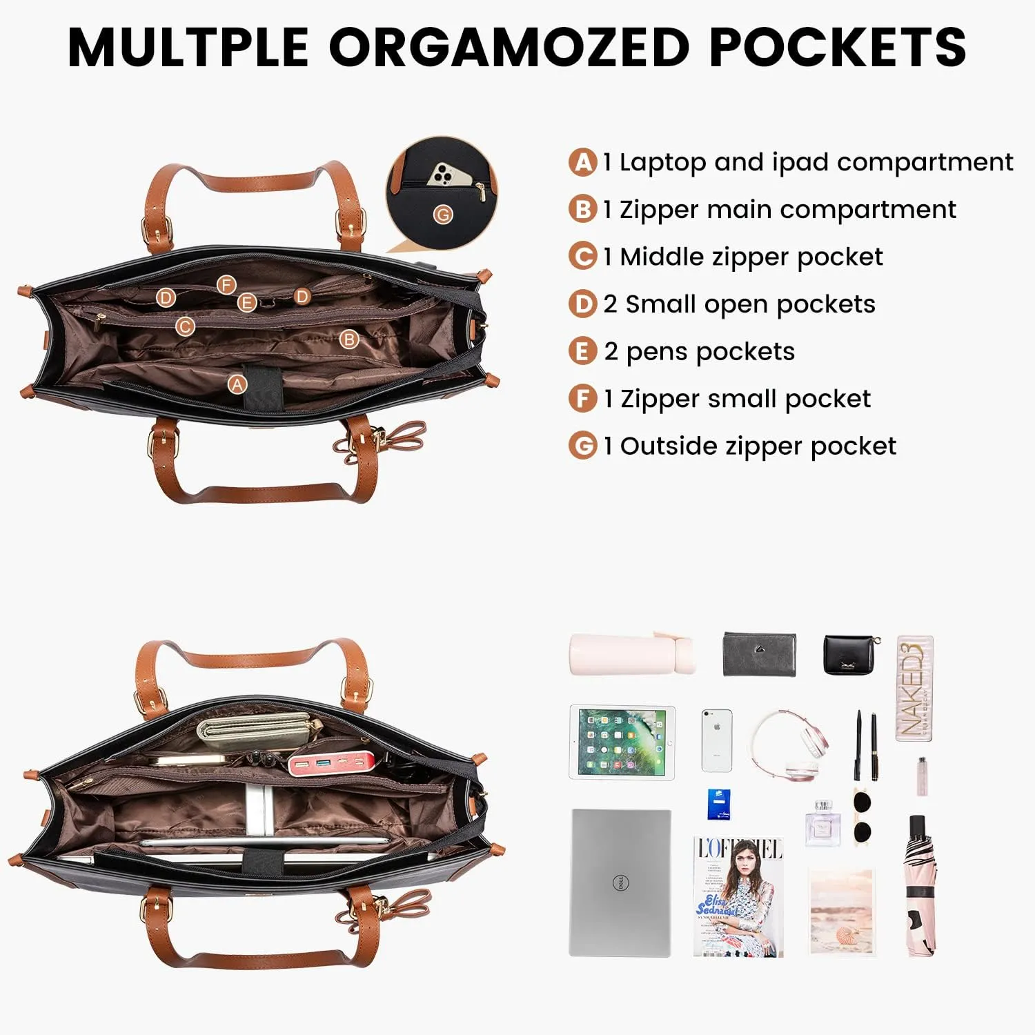 LOVEVOOK Laptop Tote for Women, Fashion Computer Bag 15.6 Inch Large Handbag, Shoulder Bag Purse for Business Work