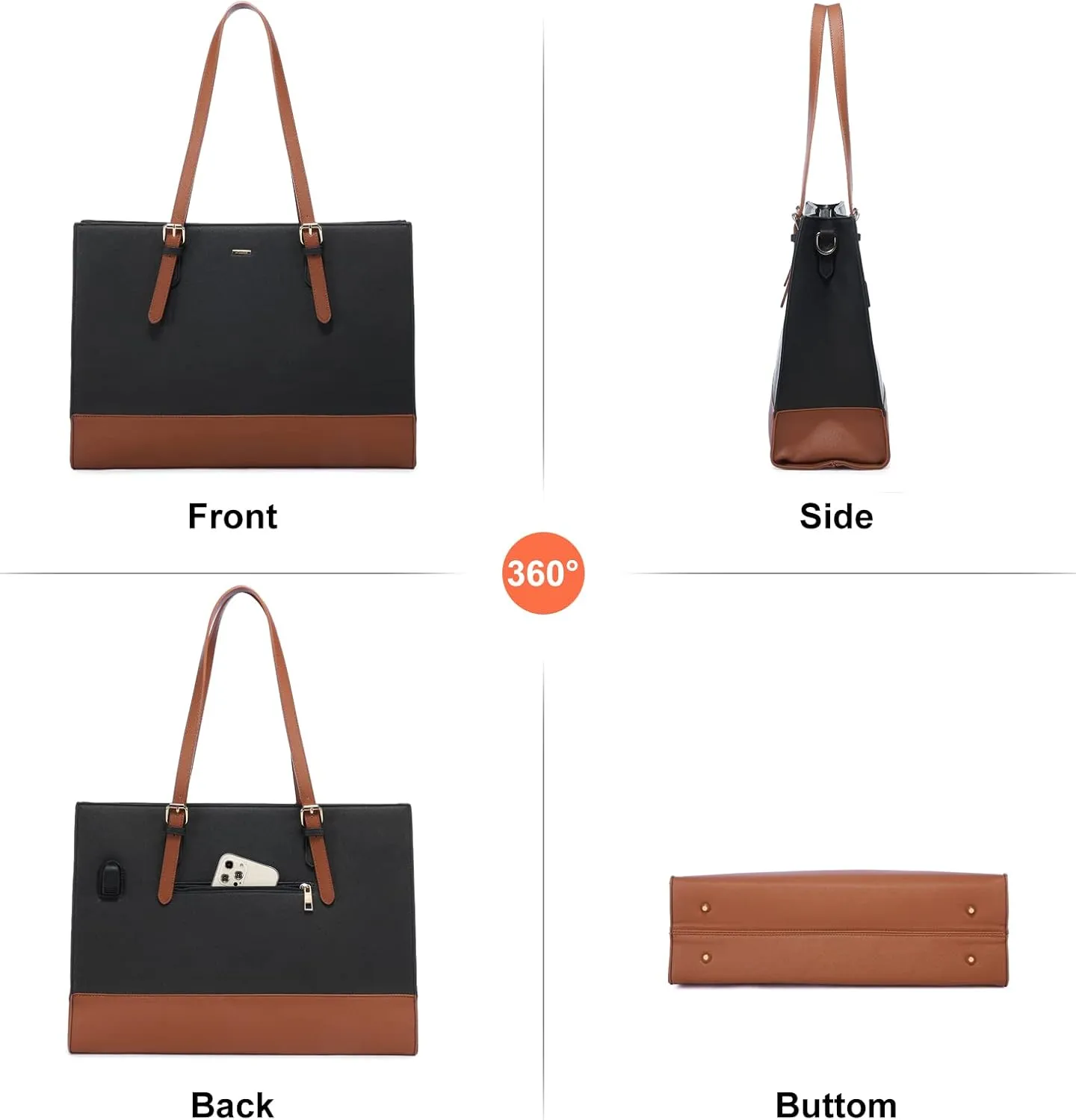 LOVEVOOK Laptop Tote for Women, Fashion Computer Bag 15.6 Inch Large Handbag, Shoulder Bag Purse for Business Work