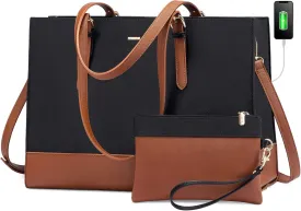 LOVEVOOK Laptop Tote for Women, Fashion Computer Bag 15.6 Inch Large Handbag, Shoulder Bag Purse for Business Work