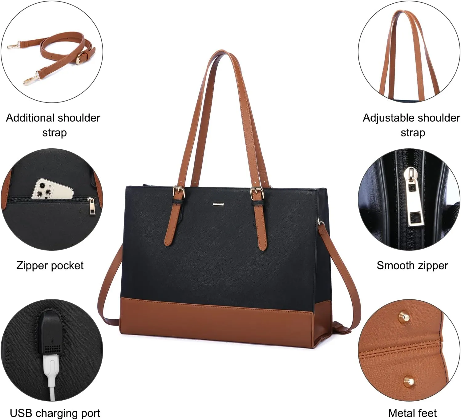 LOVEVOOK Laptop Tote for Women, Fashion Computer Bag 15.6 Inch Large Handbag, Shoulder Bag Purse for Business Work