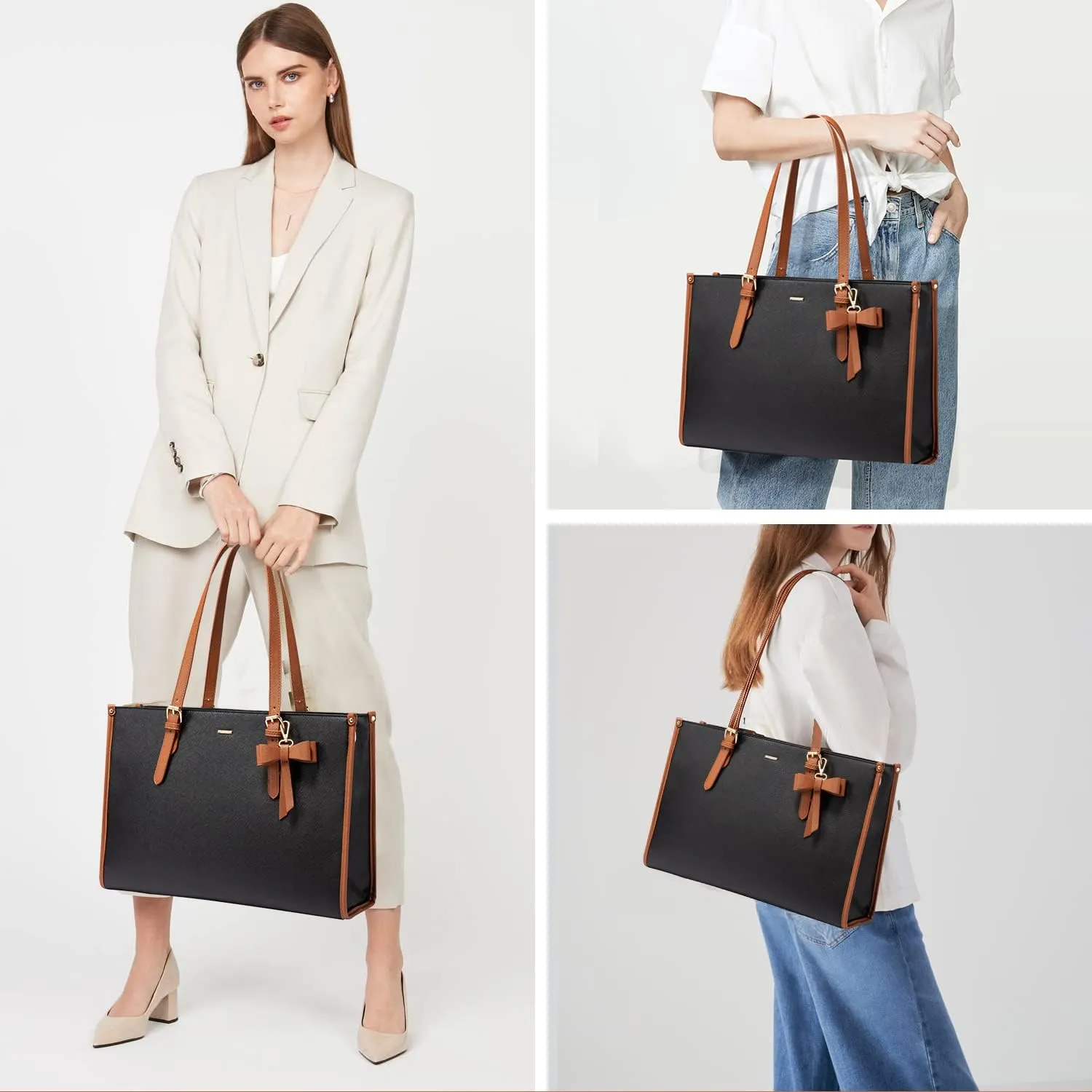 LOVEVOOK Laptop Tote for Women, Fashion Computer Bag 15.6 Inch Large Handbag, Shoulder Bag Purse for Business Work