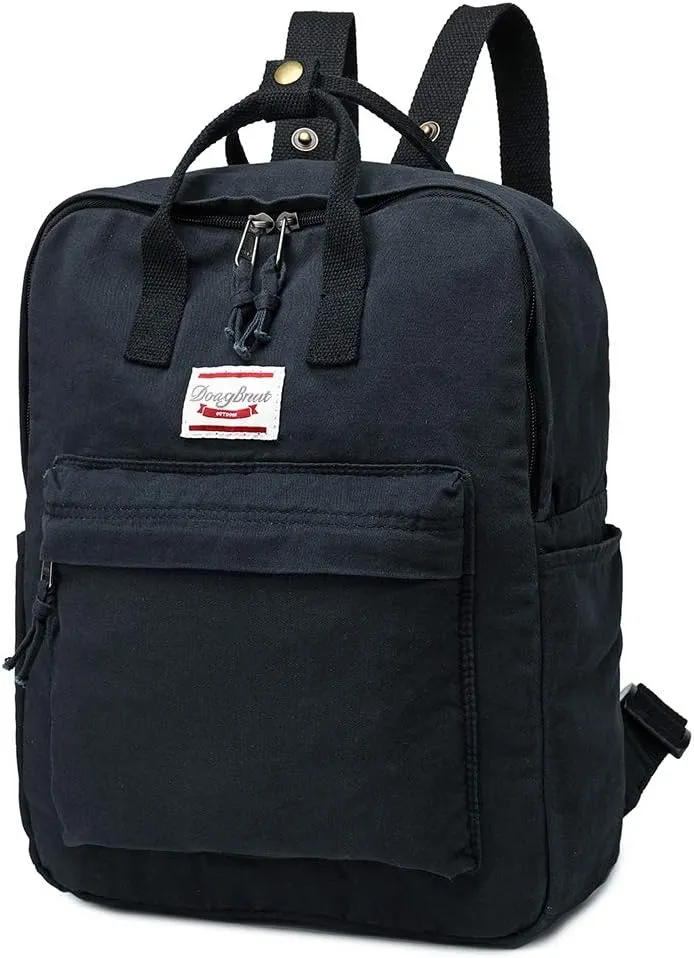 LuckyZ Small Cloth Backpacks Womens Casual Style Lightweight Canvas Backpack Book Bag Travel Daypack Handbag Purse, Black