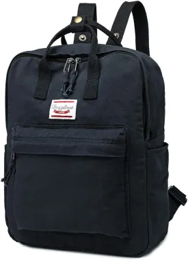 LuckyZ Small Cloth Backpacks Womens Casual Style Lightweight Canvas Backpack Book Bag Travel Daypack Handbag Purse, Black