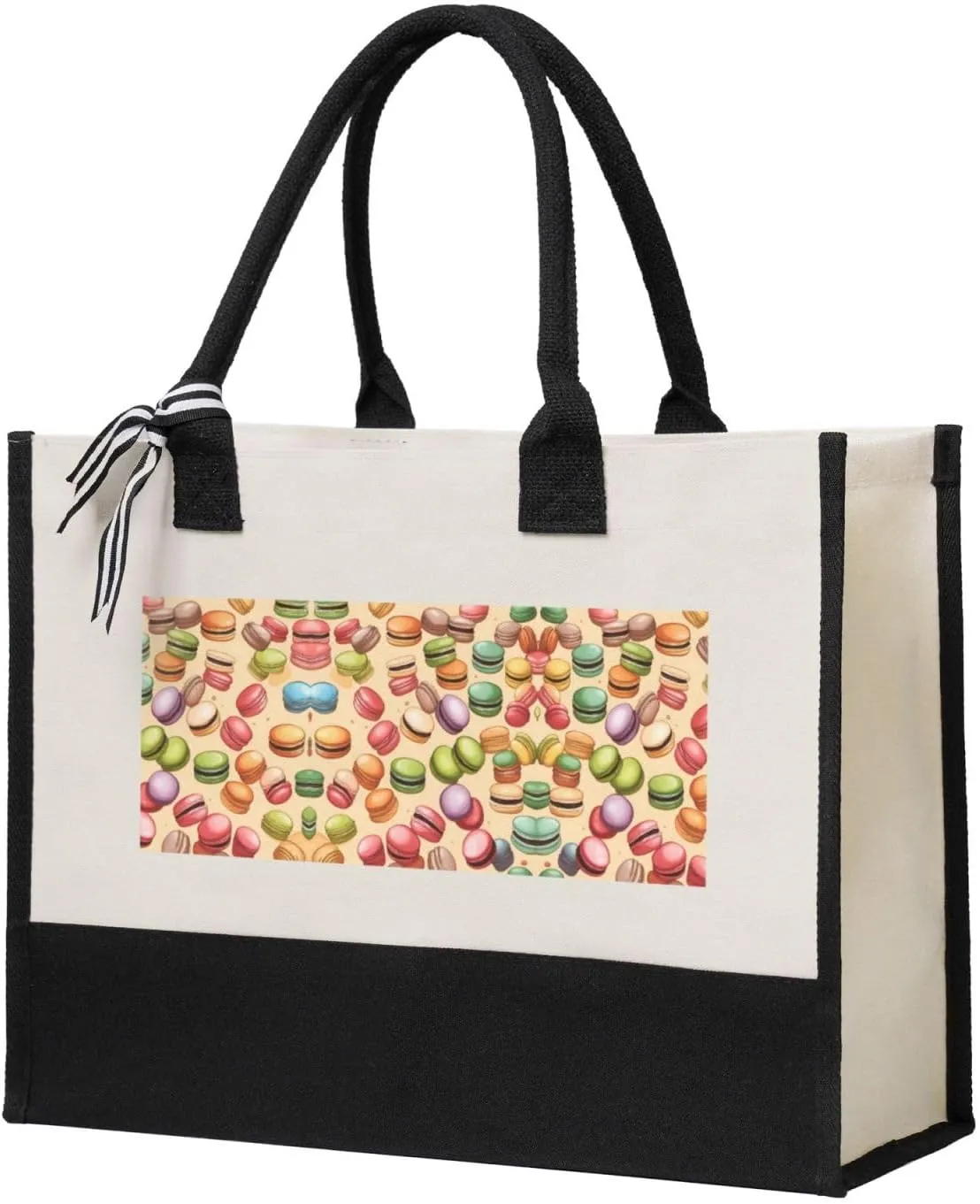 Macaron Biscuit Flavored Halloween Christmas Canvas Tote Bags Cute Tote Bag Gift Bags Reusable Grocery Bags For Women