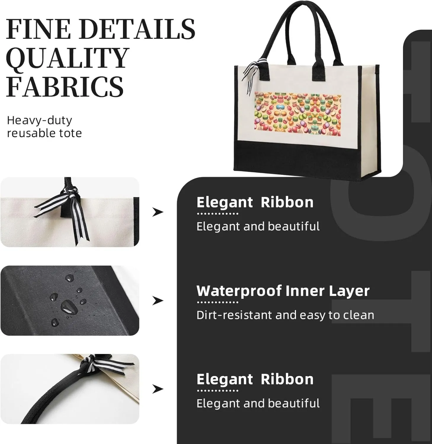 Macaron Biscuit Flavored Halloween Christmas Canvas Tote Bags Cute Tote Bag Gift Bags Reusable Grocery Bags For Women