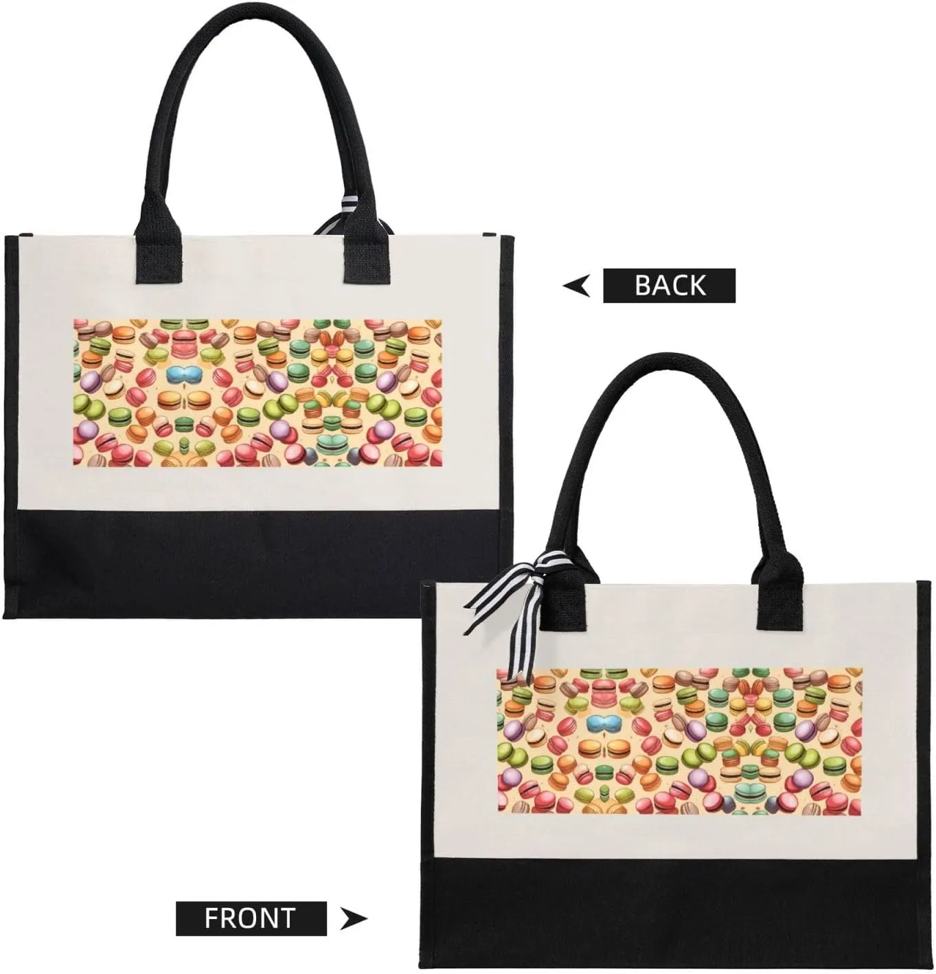 Macaron Biscuit Flavored Halloween Christmas Canvas Tote Bags Cute Tote Bag Gift Bags Reusable Grocery Bags For Women