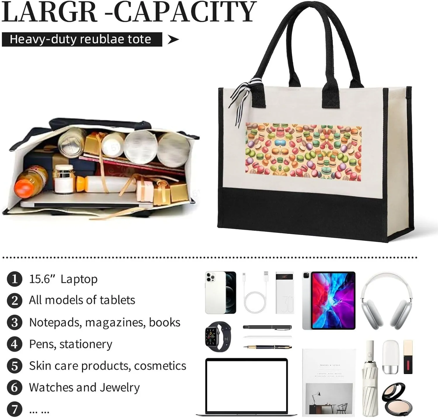 Macaron Biscuit Flavored Halloween Christmas Canvas Tote Bags Cute Tote Bag Gift Bags Reusable Grocery Bags For Women
