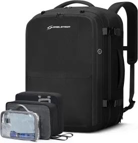 Maelstrom 40-50L Carry on Backpack,Travel Backpack for Men Women,17.3 Inch TSA Flight Approved Laptop Backpack with Hidden Shoe Bag, Expandable Large Computer Business Suitcase Backpacks-Black