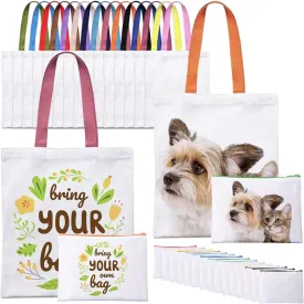 MAFYE 30 Pack Sublimation Blanks Tote bags, Reusable Grocery Bags DIY Heat Transfer Canvas Tote Bags Cosmetic Makeup Bags Shopping Bags with Customized Color for DIY, Advertising, Christmas Craft