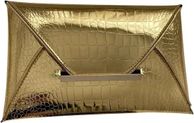 MakeMeChic Women's Glitter Crocodile PU Leather Envelope Medium Evening Bag Clutch Handbags