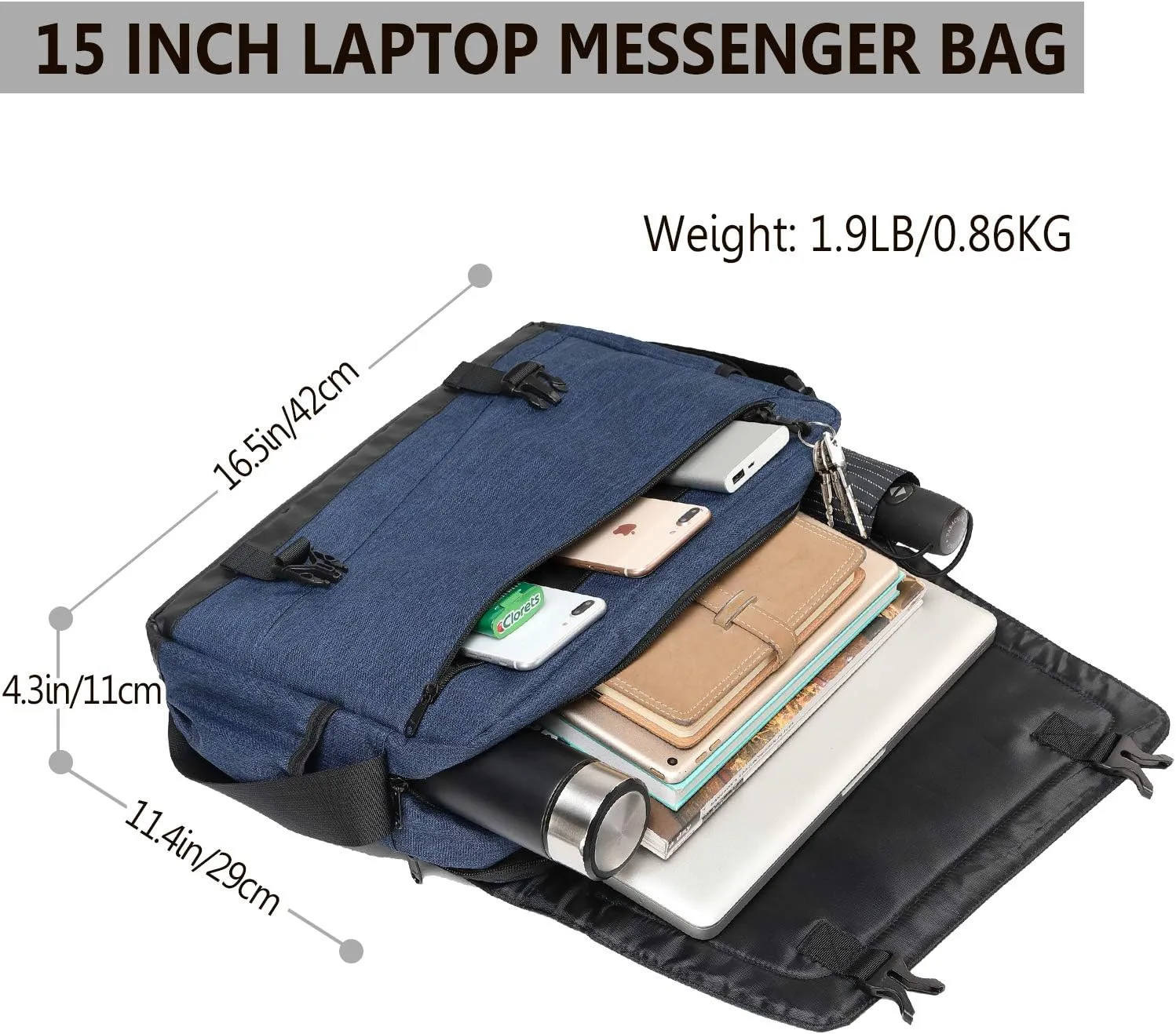 Messenger Bag for Men, Lightweight Water Resistant 15.6 In Laptop Bag Business Office Satchel Shoulder Bag