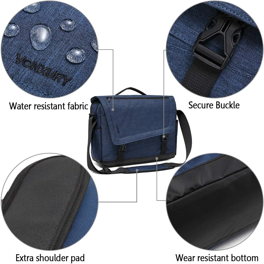Messenger Bag for Men, Lightweight Water Resistant 15.6 In Laptop Bag Business Office Satchel Shoulder Bag