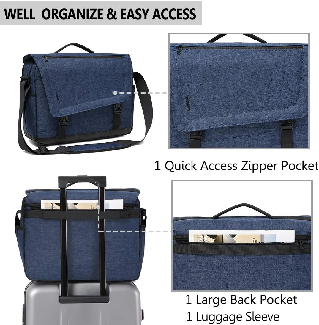 Messenger Bag for Men, Lightweight Water Resistant 15.6 In Laptop Bag Business Office Satchel Shoulder Bag