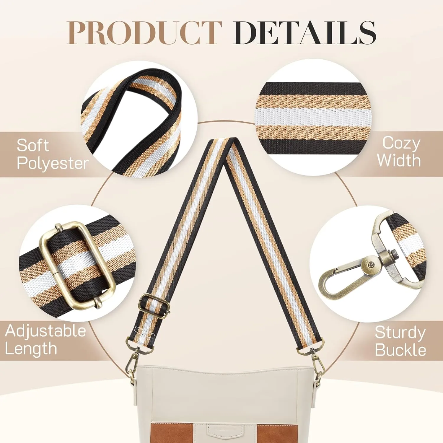 Missnine Crossbody Bags for Women Vegan Leather Crossbody Purse Fashion Shoulder Bucket Bag with Adjustable Guitar Strap