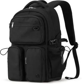 mixi Travel Laptop Backpack, Lightweight Durable School Bookbag Men Woman 15.6" Computer Bag, Water Resistant Outdoor Hiking Backpacks With Multifunction Pockets, 17 Inch, Black