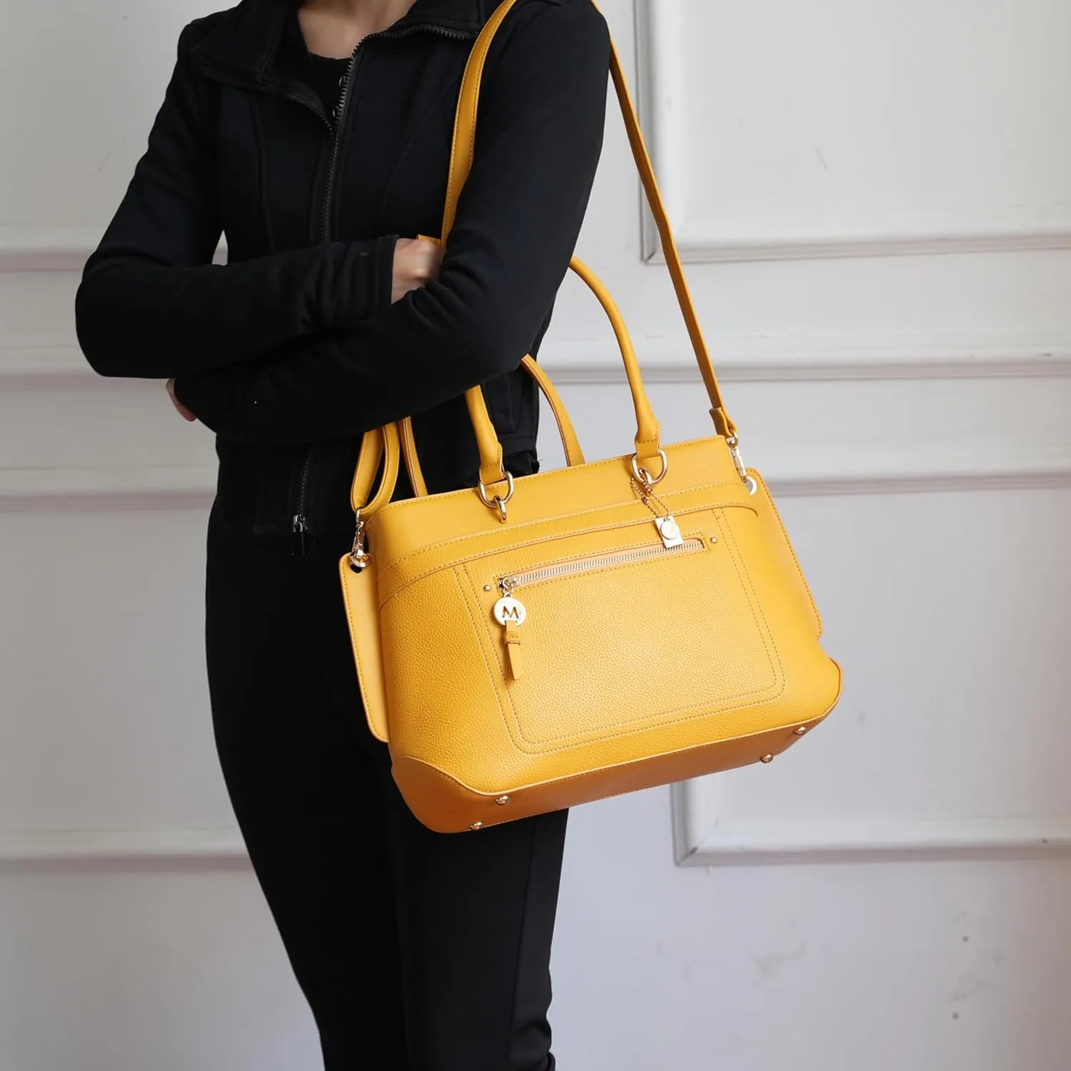 MKF Collection Satchel Tote Bag With Wristlet Wallet for Women, Vegan Leather Top-Handle Crossbody Handbag Purse by Mia K