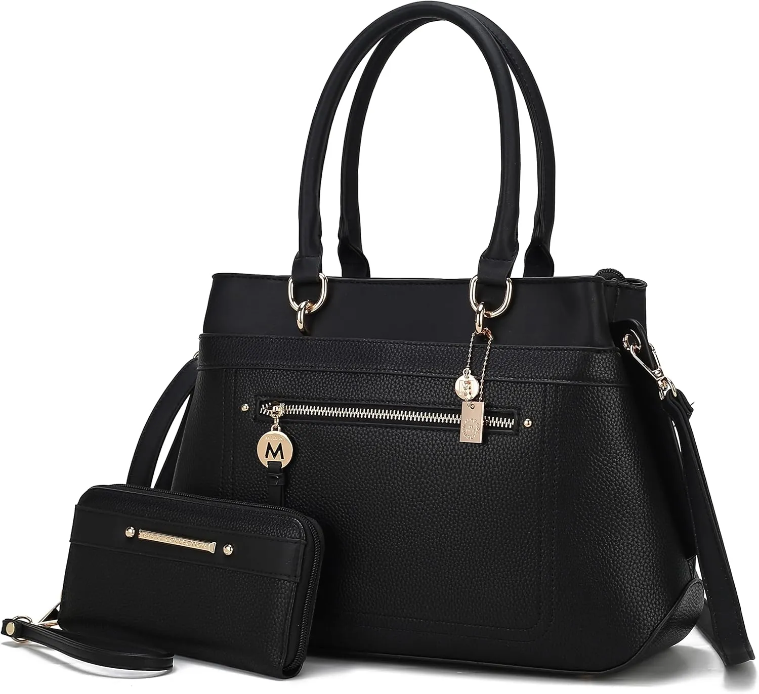 MKF Collection Satchel Tote Bag With Wristlet Wallet for Women, Vegan Leather Top-Handle Crossbody Handbag Purse by Mia K
